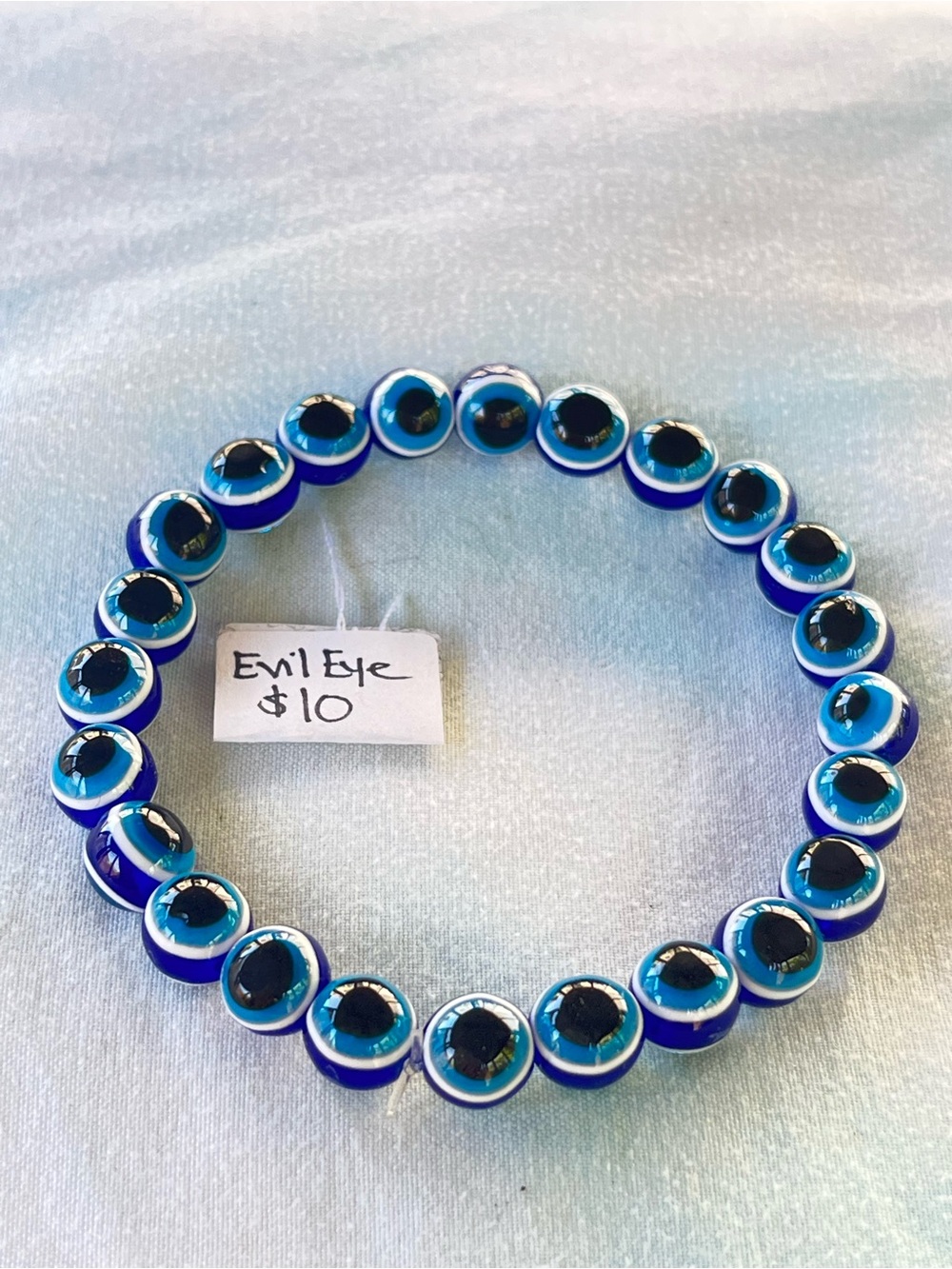 Handcrafted Blue Evil Eye Beaded Stretch Bracelet - Women Jewelry